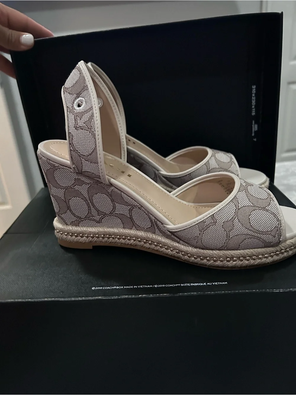 Coach Page Jacquard Wedges in Stone/Chalk